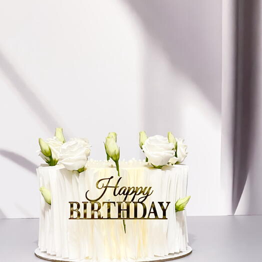 Zarif Beyaz Doğum Günü Pastası