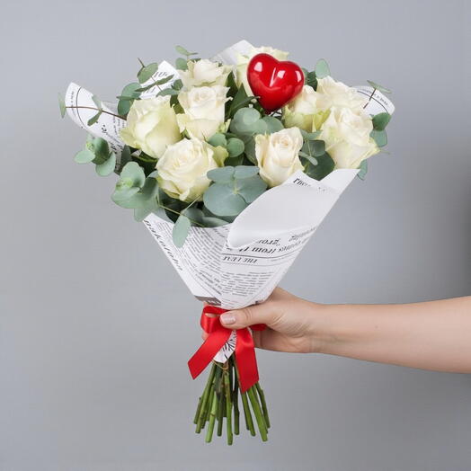 Love 9 Beyaz Gul Buketi