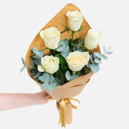 5 adetli Beyaz gul buketi