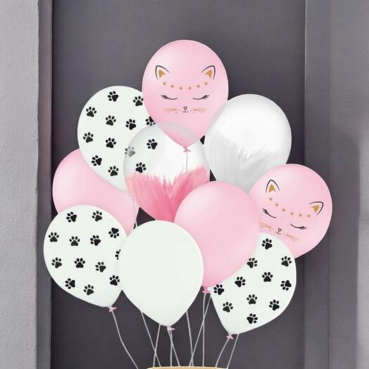 10 Pembe Kedi Balonu