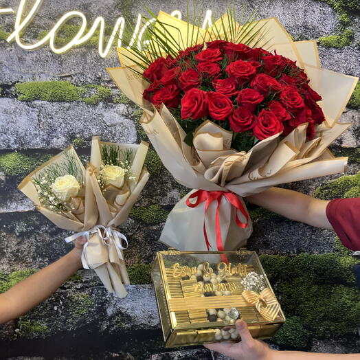 41 Lİ KIRMIZI GÜL ve ÇİKOLATASI VE HEDİYE BUKETLERİ