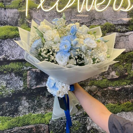 Mavi Beyaz Lisyantus Buketi