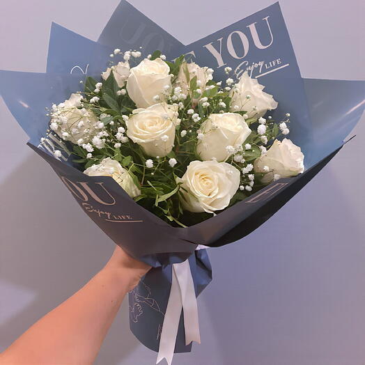 10 lu Beyaz Gul Buketi