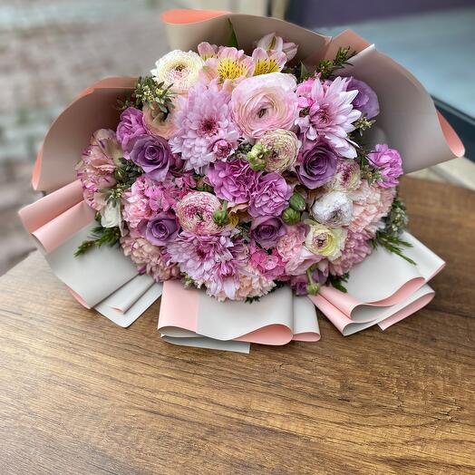 Karışık Lila Pembe Bahar Buketi