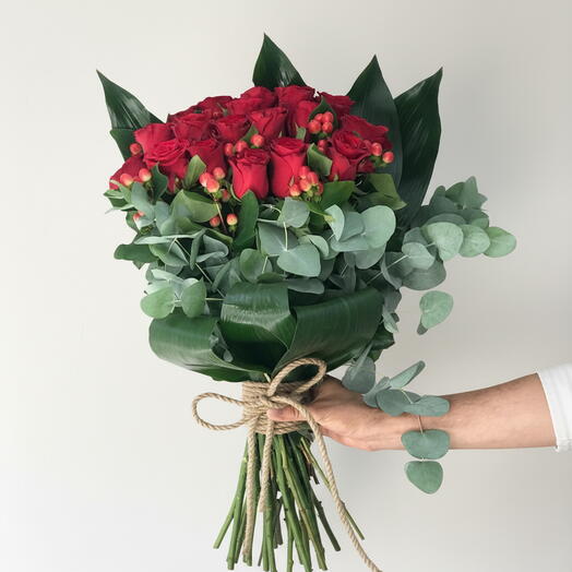 21 li kırmızı gul buketi