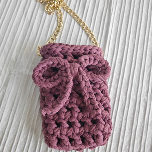 El Yapımı Örgu Telefon Çantası Lavanta