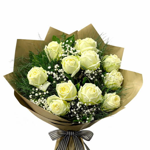 Букет из 11 белых роз – Премиум серия