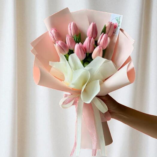 Pink tulips bouquet soft 10 - pembe lale buketi