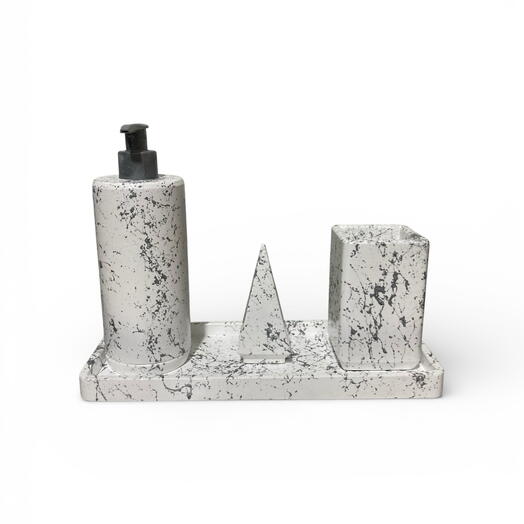 Banyo Seti-Gumuş Desenli Yuvarlak