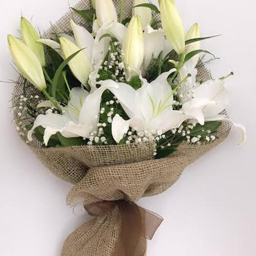 White Lilyum Buketi