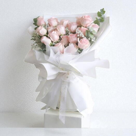 Powder Pink rose 19-pudra pembe gul buketi