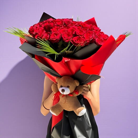 Ayıcıklı Gul Buketi