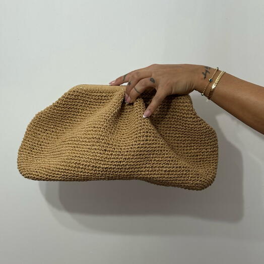 %100 el orgusu Kağıt İp Pileli Clutch Çanta, Hasır El Örgusu El Çantası, Burslu Çanta