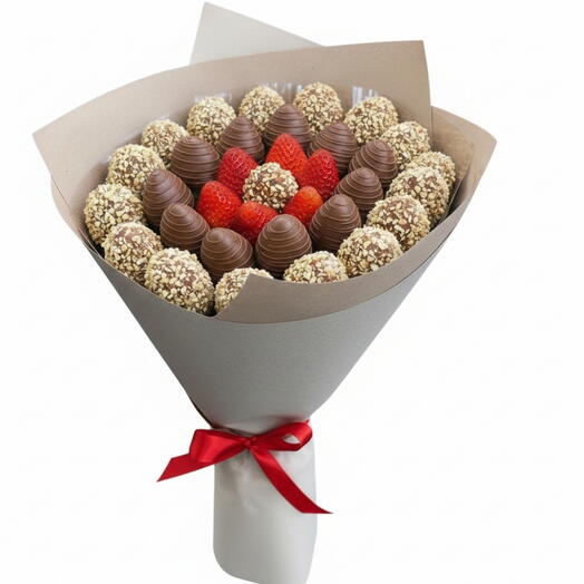 Çikolata ve Fındık Ruyası Çilek Buketi