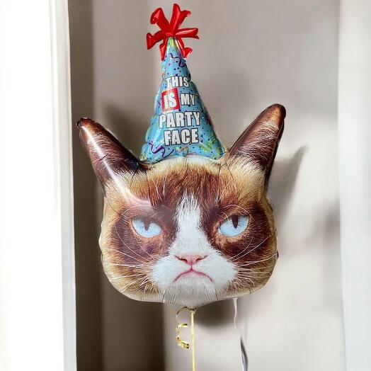 Bu Benim Parti Yüzüm Somurtkan Kedi Helyum Balonu, 74 Cm