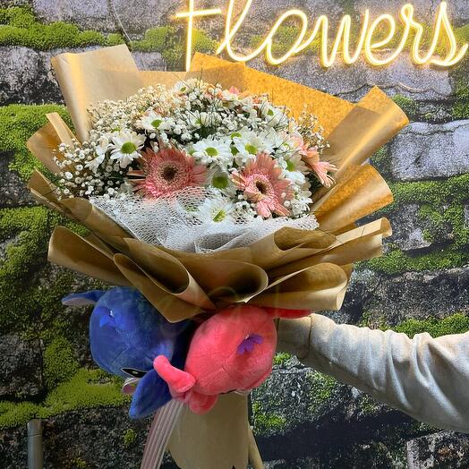 Ayıcıklı Papatya Gerbera Buketi