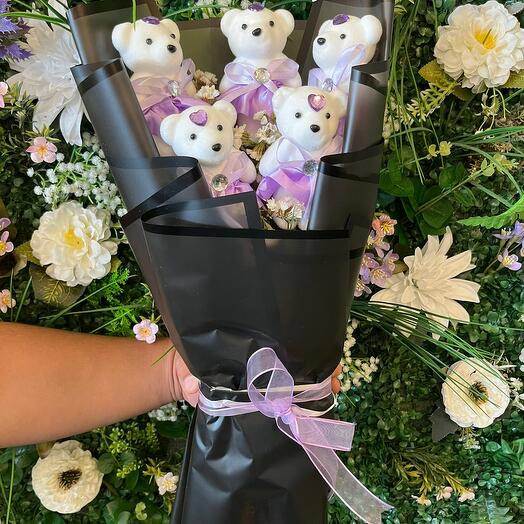 ORTA BOY LİLA AYICIK BUKETİ