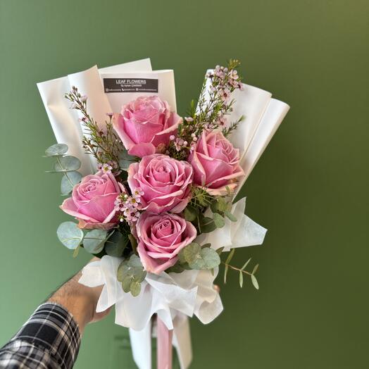 5 li pembe gul buketi