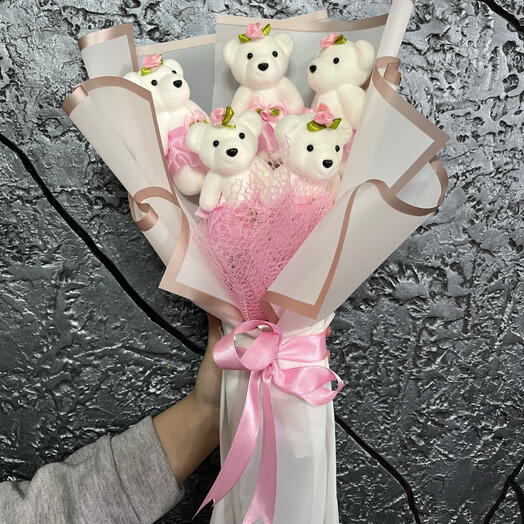 Pembe Strafor Ayıcık Buketi