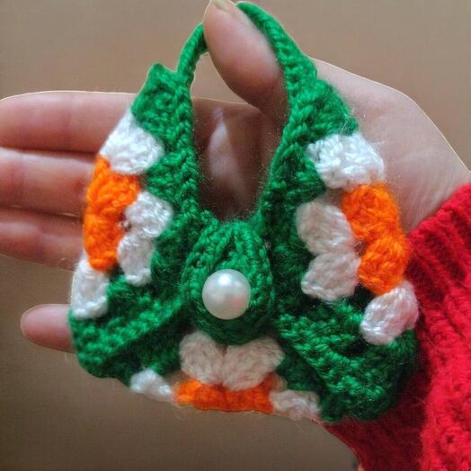 Hand-Knitted Colorful Mini Bag Keychain – Beaded Detail