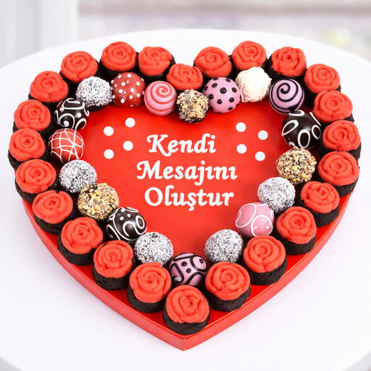 Truflu ve Gul Kekli Kalp Aranjman