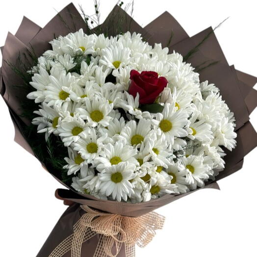 Tek gullu papatya buketi