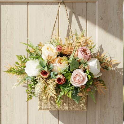 Kapıda dekoratif çiçekler