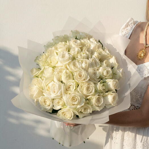 İthal Beyaz gul buketi