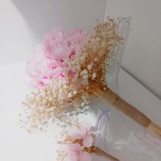 Cipsolu ortanca Gelin buketi Yapay