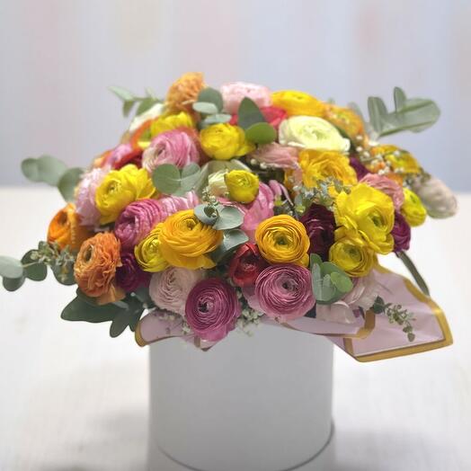 Box of Colorful Peony Flowers – Special Arrangement