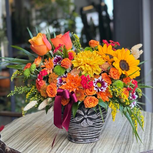 Sıcak Sonbahar Çiçek Aranjman