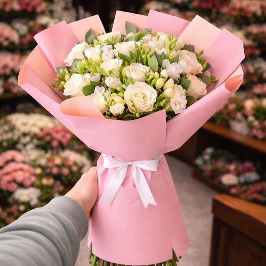 11 Li Beyaz Gul Kokulu Frezya Buketi