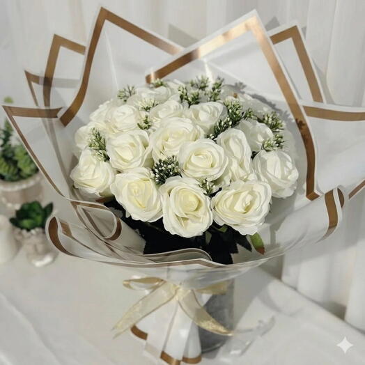 Premium Cipsolu White Rose Bouquet - Same Day Delivery