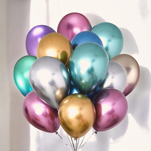15 Adet Krom Metalik Balon Helyumlu