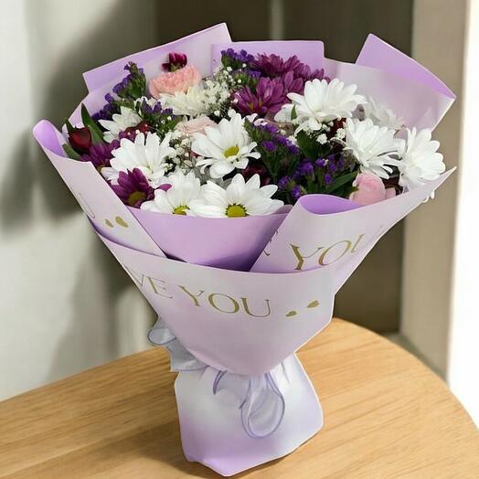 Romantik Papatya ve Kır Çiçekleri Buketi