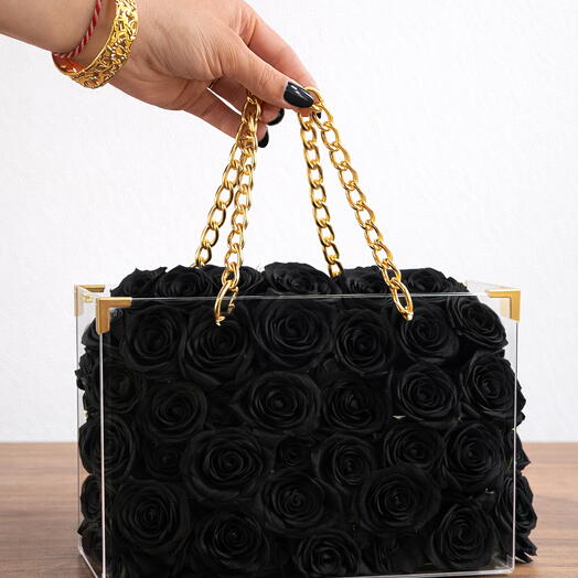 lux siyah gul cantası