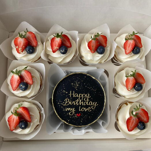 Premium Doğum Günü Bento Kek Cupcakes Seti