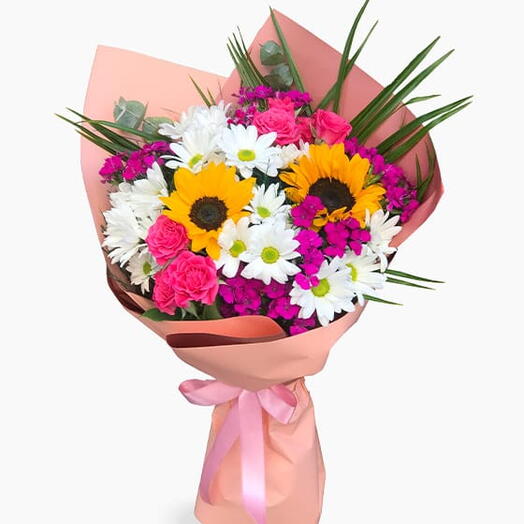 Pembe kaplıklı karışık buket