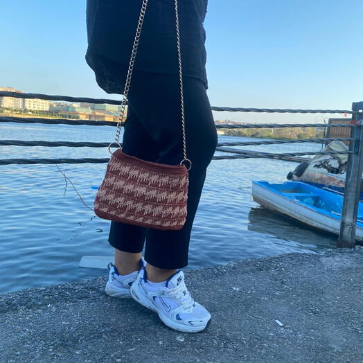 El Yapımı Örgu Çanta Mumlu İp Desenli