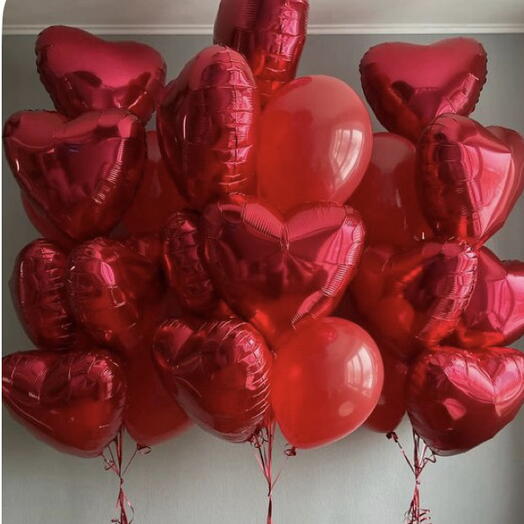 Luks Kırmızı Kalp Balon Buketi – Aşk   Romantik Helyum Balon Seti