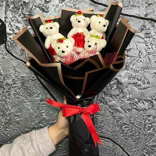 Kırmızı Strafor Ayıcık Buketi