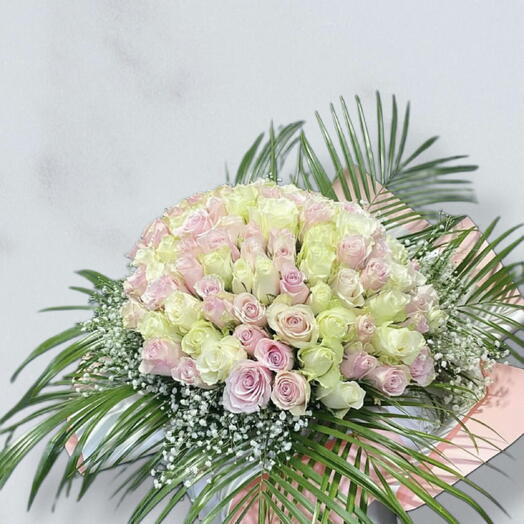 101 pembe beyazlı gul