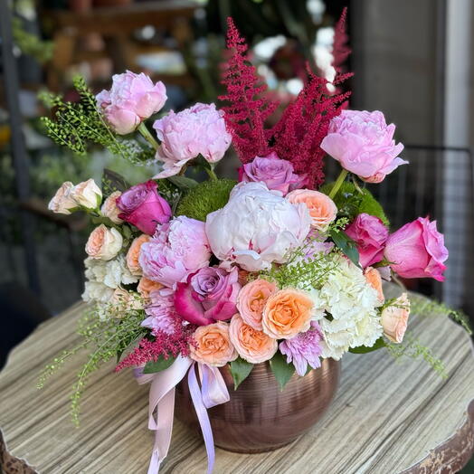 Peony and Spray Roses