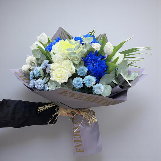 Mavi beyaz premium buket