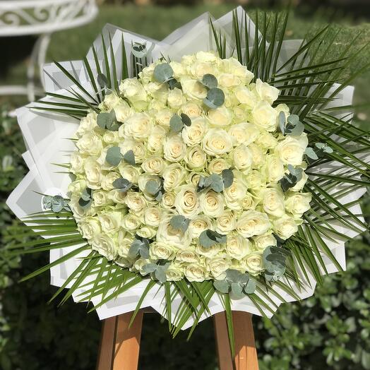 101 WHİTE ROSES BOUQUET