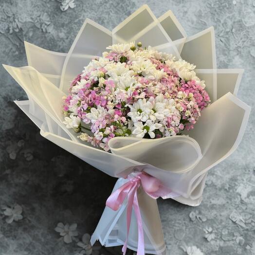 Beyaz papatya pembe Husnu Yusuf buketi