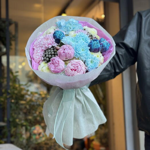 Premium Ortanca   Şakayık Buketi