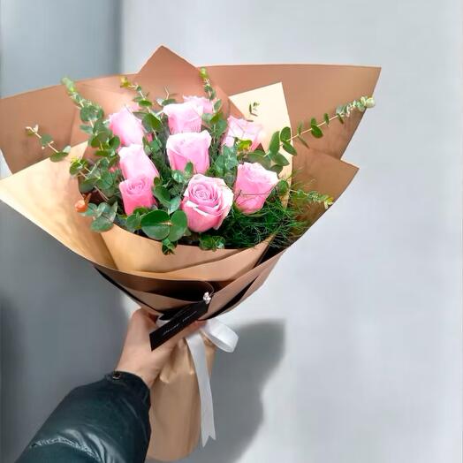 9 Pink Rose Bouquet