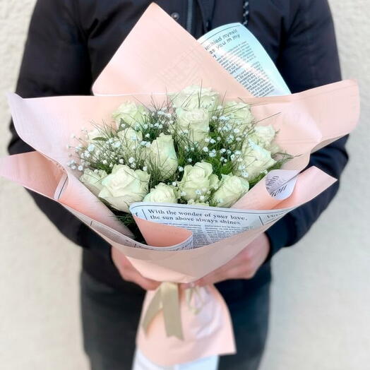 15 li Beyaz Gul Buketi: Safiyetin ve Zarafetin İfadesi