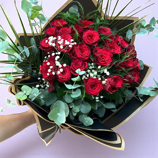 21 li İthal Kırmızı Gul Buketi